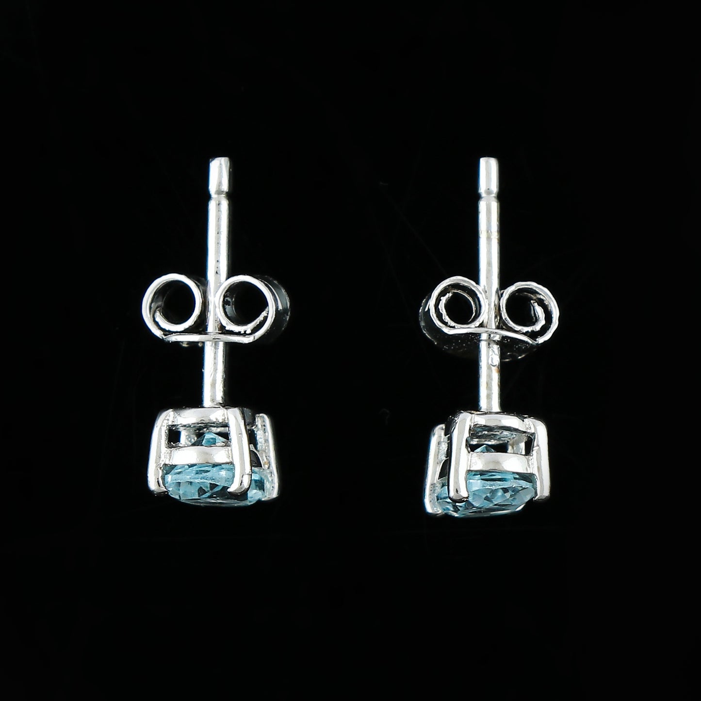 Natural Blue Topaz Oval Stud Earrings – 925 Silver, Brilliant Cut Gemstone Jewelry