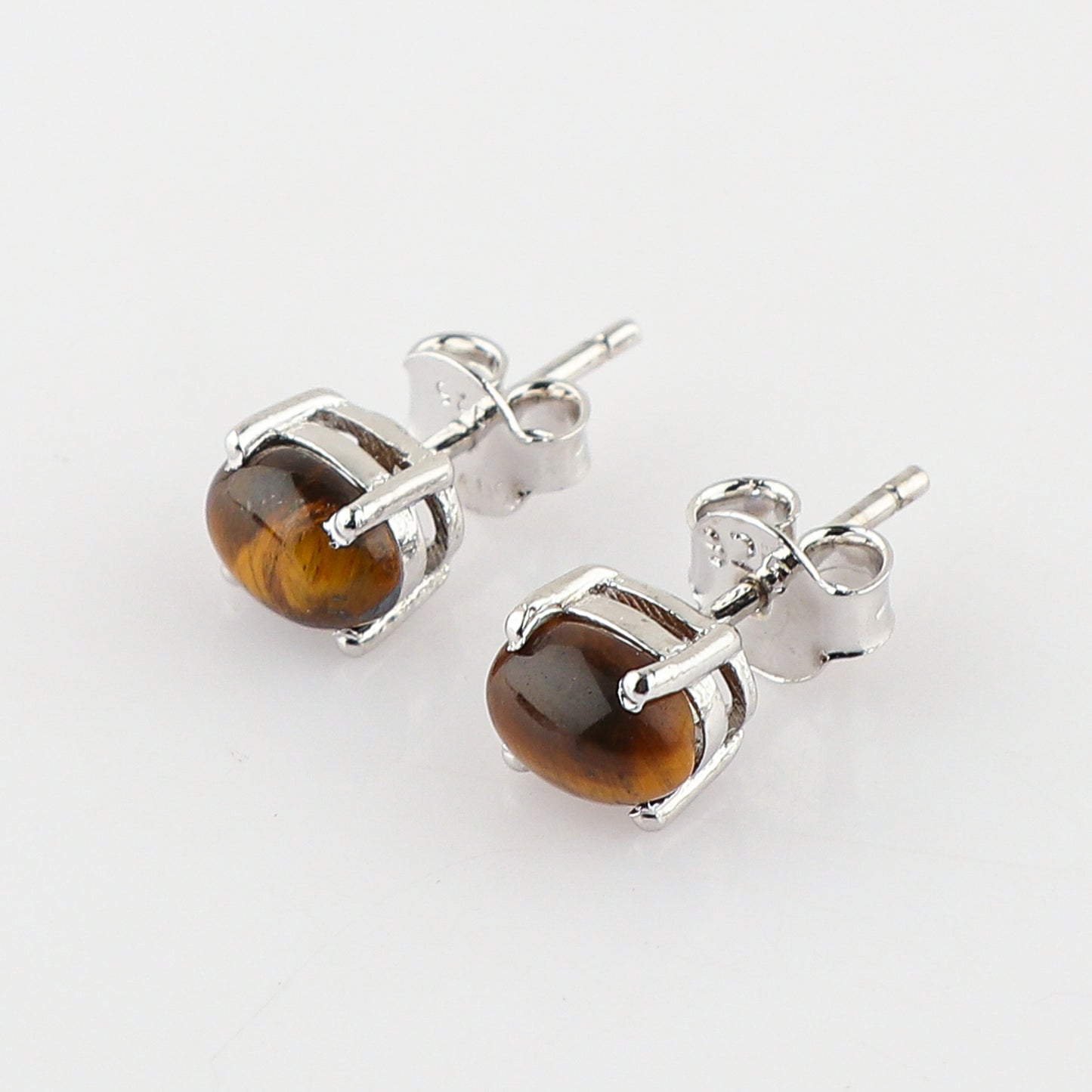 Natural Tiger Eye Gemstone Oval Shape Stud Earring For Women, Chakra Energy Healing Gemstone, 925 Sterling Silver Earrings, Birthstone, Fine Jewelry Gifts for Her Mom Women Wife Men