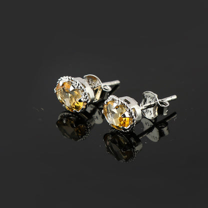 Natural Citrine Gemstone Oval Shape Stud Earring For Women, Chakra Energy Healing Gemstone, 925 Sterling Silver Earrings, Birthstone, Fine Jewelry Gifts for Her Mom Women Wife