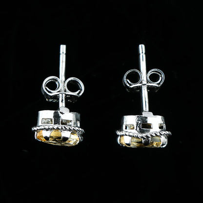 Natural Citrine Gemstone Oval Shape Stud Earring For Women, Chakra Energy Healing Gemstone, 925 Sterling Silver Earrings, Birthstone, Fine Jewelry Gifts for Her Mom Women Wife