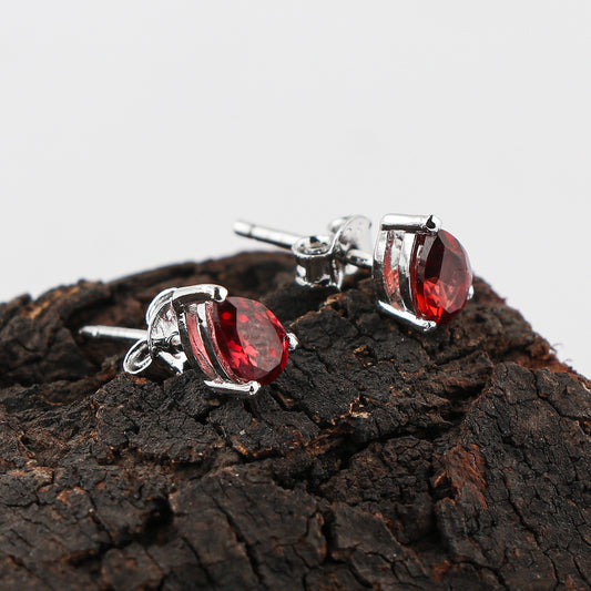 Natural Garnet Crystals Pear Shape Stud Earring, Prong Setting, Chakra Energy Healing Gemstone, Real Crystal, Birthstone, Fine Gift Jewelry For Her Women, Girl, Love