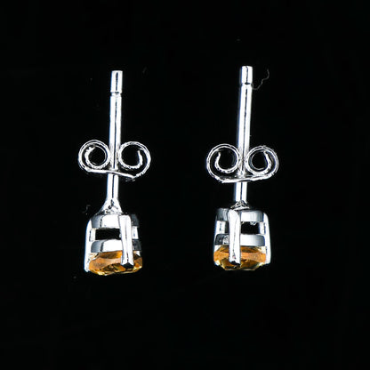 Natural Citrine Crystals Pear Shape Stud Earring, Prong Setting, Chakra Energy Healing Gemstone, Real Crystal, Birthstone, Fine Gift Jewelry For Her Women, Girl, Love