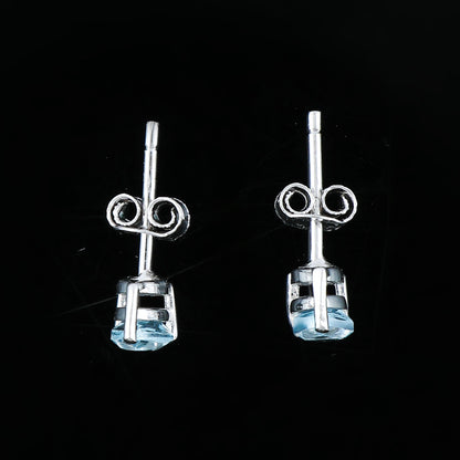 Natural Sky Blue Topaz Crystals Pear Shape Stud Earring For Women, Chakra Energy Healing Gemstone, Fine Crystal, Birthstone, Beautiful Women Simple Christmas Gift Jewelry