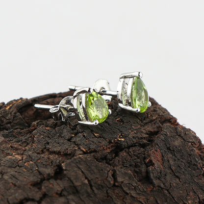 Natural Peridot Gemstone Pear Shape Stud Earring For Women, Chakra Energy Healing Real Crystal, August Birthstone, Peridot Stud Earrings Women Unique Christmas Gift Jewelry