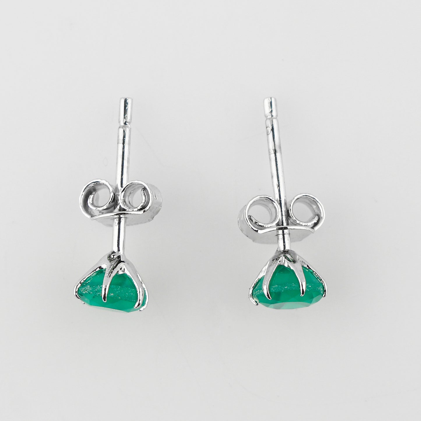 Natural Green Onyx Crystals Round Shape Stud Earring For Women, Chakra Energy Healing Gemstone, Real Crystal, Birthstone, Beautiful Women Simple Christmas Gift Jewelry