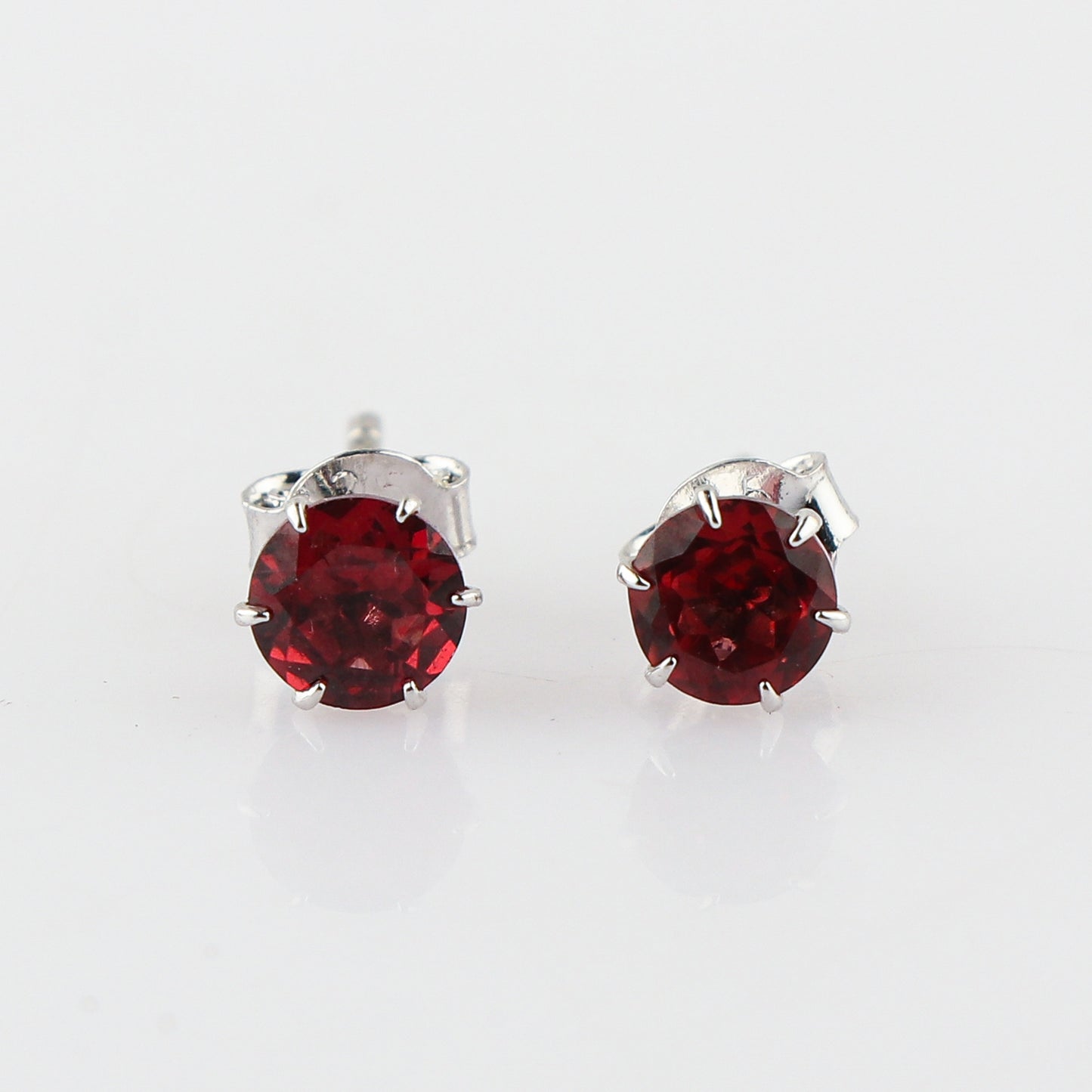 Natural Garnet Crystals Round Shape Stud Earring For Women, Chakra Energy Healing Gemstone, Real Crystal, Birthstone, Beautiful Women Simple Christmas Gift Jewelry