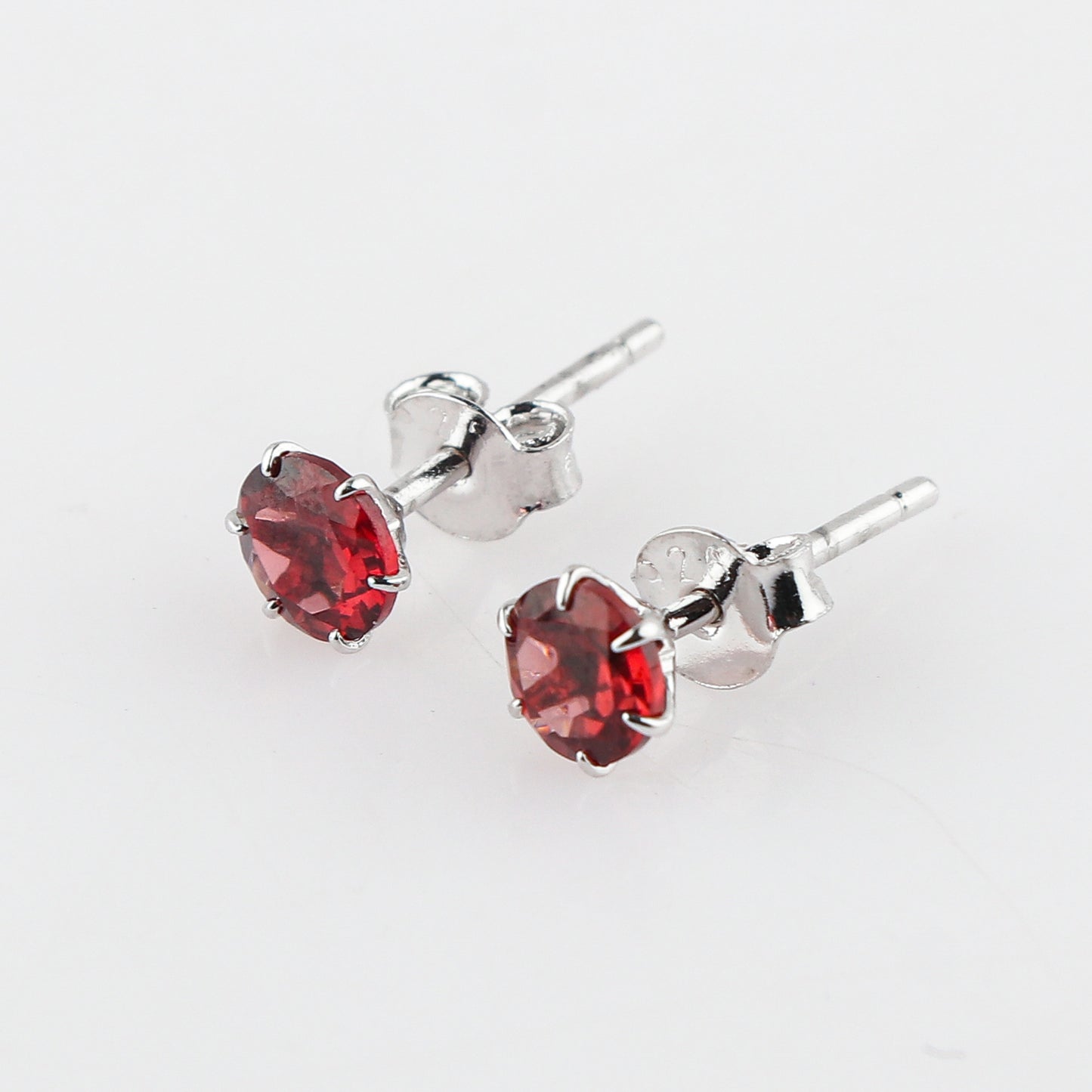 Natural Garnet Crystals Round Shape Stud Earring For Women, Chakra Energy Healing Gemstone, Real Crystal, Birthstone, Beautiful Women Simple Christmas Gift Jewelry
