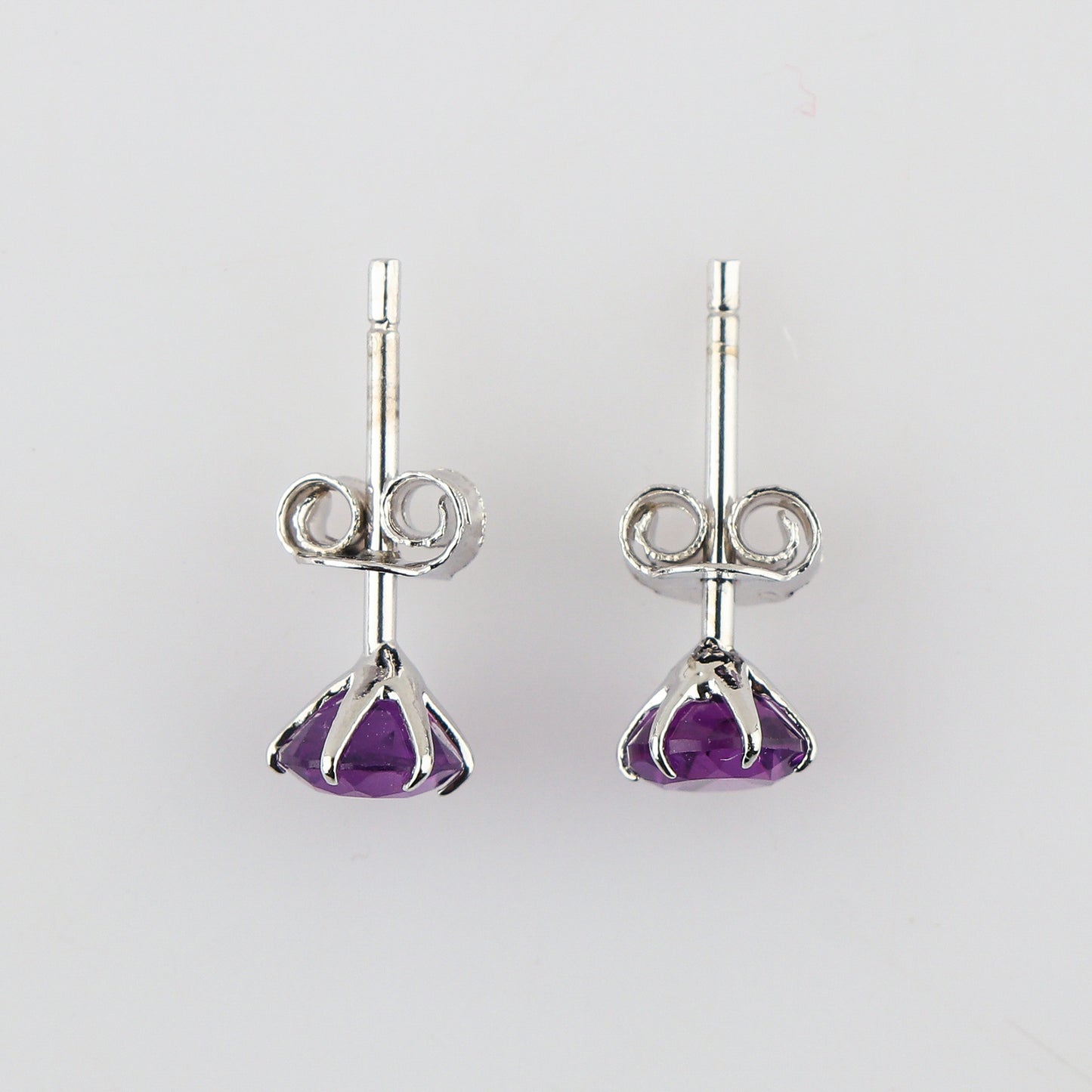 Natural Amethyst Crystals Round Shape Stud Earring For Women, Chakra Energy Healing Gemstone, Real Crystal, Birthstone, Beautiful Women Simple Christmas Gift Jewelry