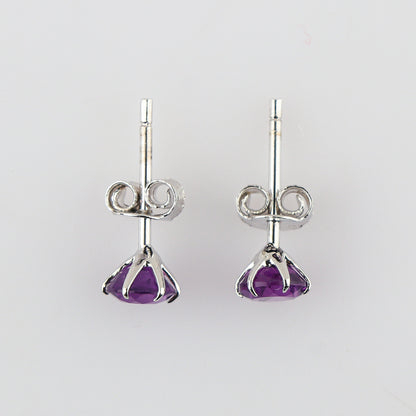 Natural Amethyst Crystals Round Shape Stud Earring For Women, Chakra Energy Healing Gemstone, Real Crystal, Birthstone, Beautiful Women Simple Christmas Gift Jewelry