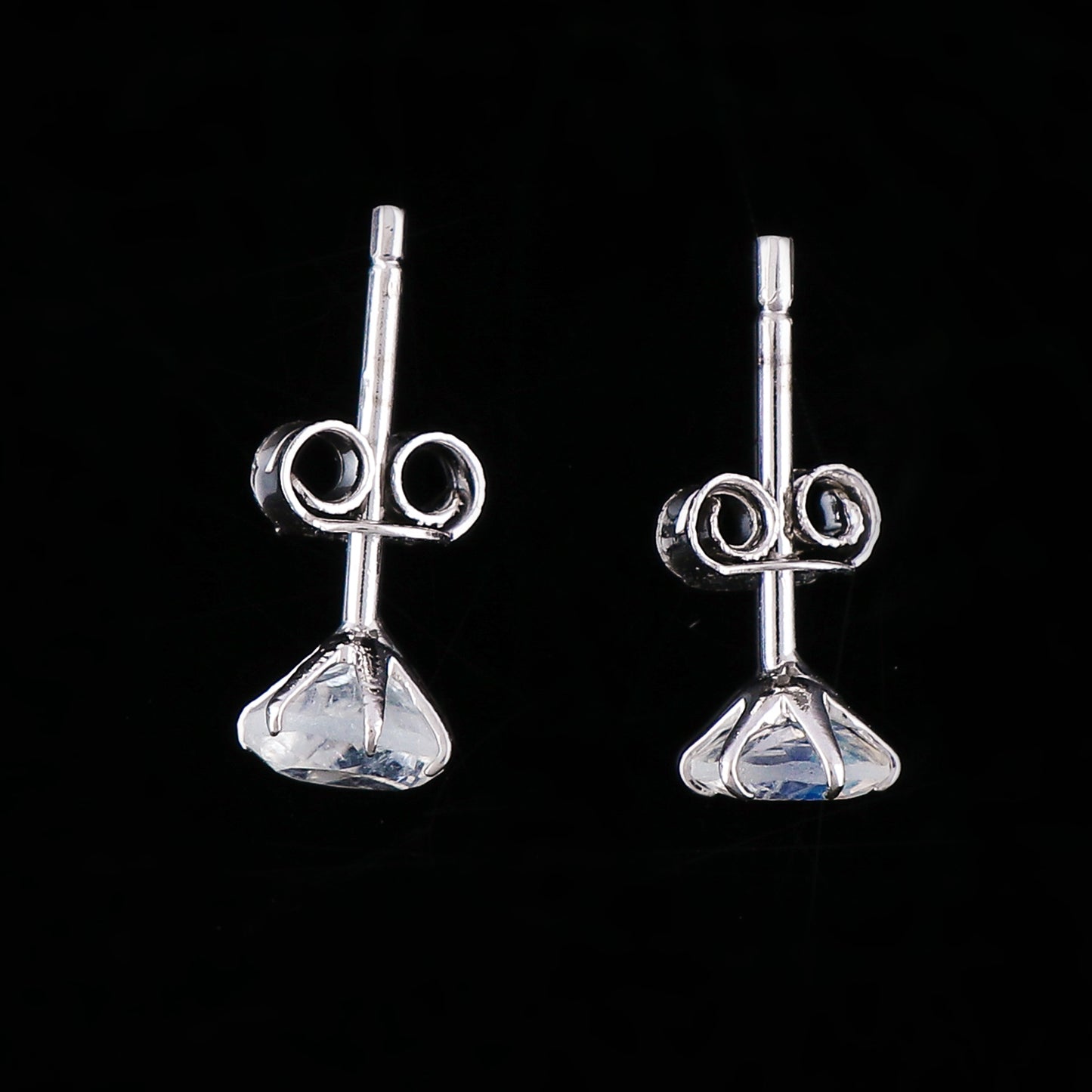 Natural Moonstone Crystals Round Shape Stud Earring For Women, Chakra Energy Healing Gemstone, Real Crystal, Birthstone, Beautiful Women Simple Christmas Gift Jewelry