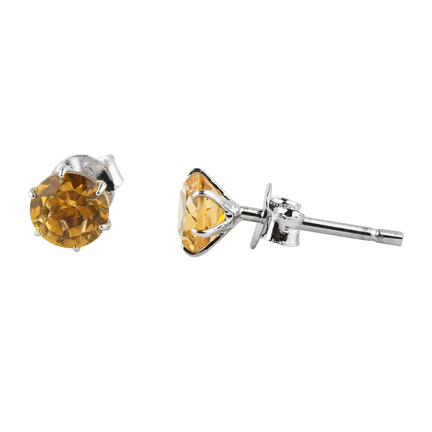 Natural Citrine Crystals Round Shape Stud Earring For Women, Chakra Energy Healing Gemstone, Real Crystal, Birthstone, Beautiful Women Simple Christmas Gift Jewelry