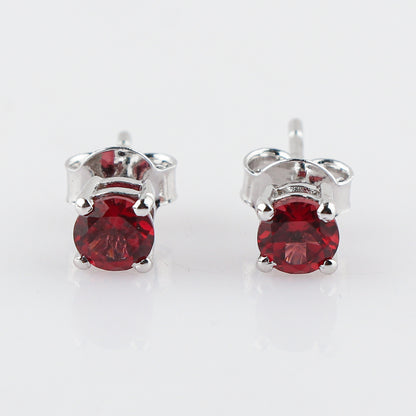Natural Garnet Gemstone Stud Earrings | Round Shape, 925 Sterling Silver Crafted Jewelry Piece | Perfect fine Jewelry for Women that Suits any occasion