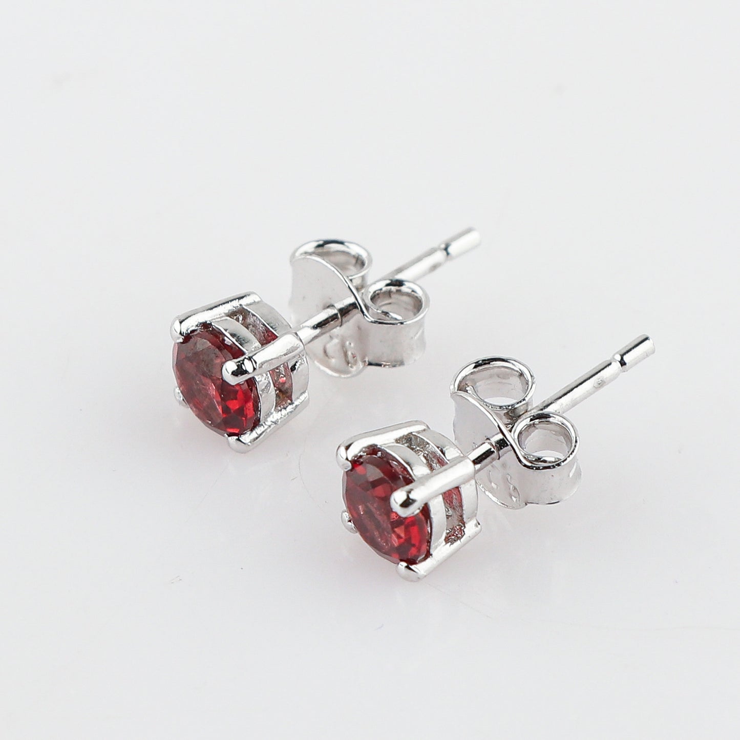 Natural Garnet Gemstone Stud Earrings | Round Shape, 925 Sterling Silver Crafted Jewelry Piece | Perfect fine Jewelry for Women that Suits any occasion