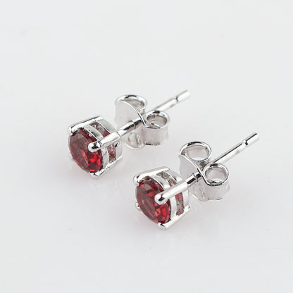 Natural Garnet Gemstone Stud Earrings | Round Shape, 925 Sterling Silver Crafted Jewelry Piece | Perfect fine Jewelry for Women that Suits any occasion