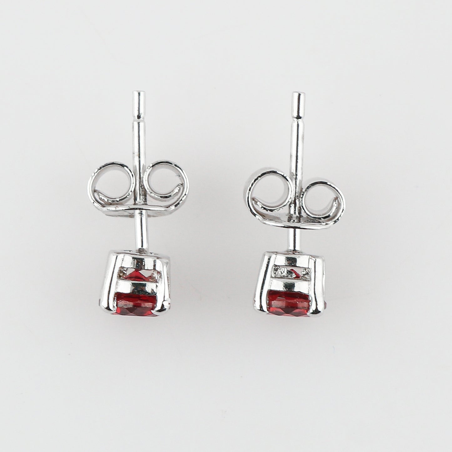 Natural Garnet Gemstone Stud Earrings | Round Shape, 925 Sterling Silver Crafted Jewelry Piece | Perfect fine Jewelry for Women that Suits any occasion