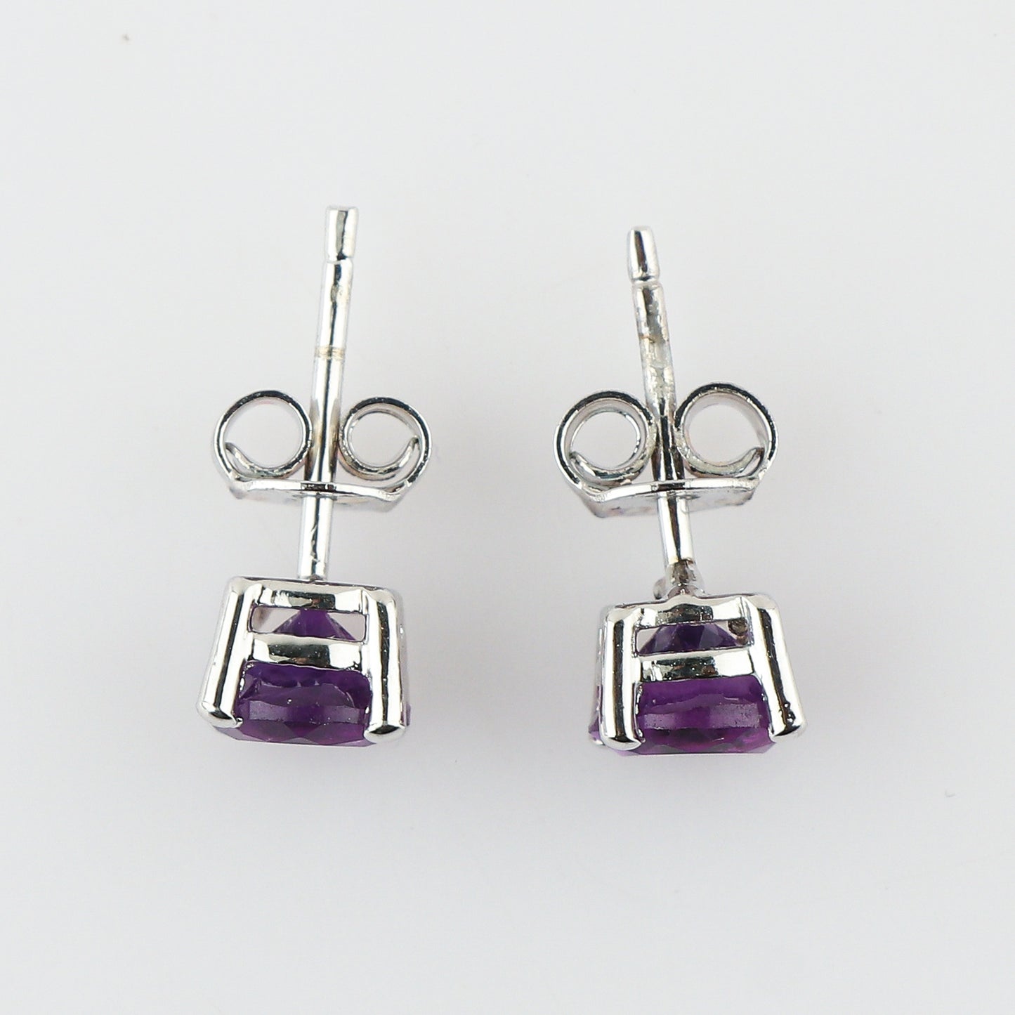 Natural Amethyst Round Stud Earrings | 6x6mm Brilliant Cut | 925 Sterling Silver | AA+ Quality | Premium Jewelry for Women