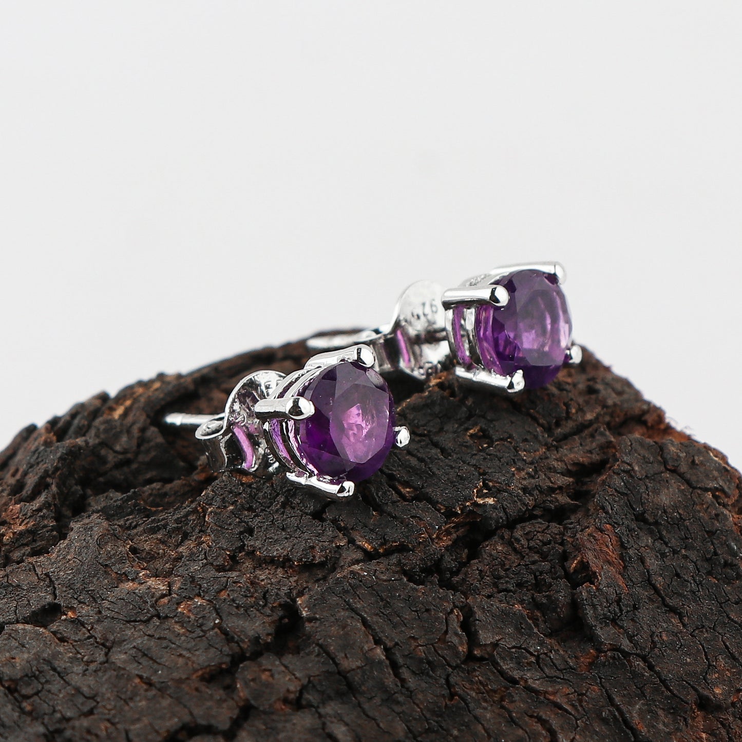 Natural Amethyst Round Stud Earrings | 6x6mm Brilliant Cut | 925 Sterling Silver | AA+ Quality | Premium Jewelry for Women