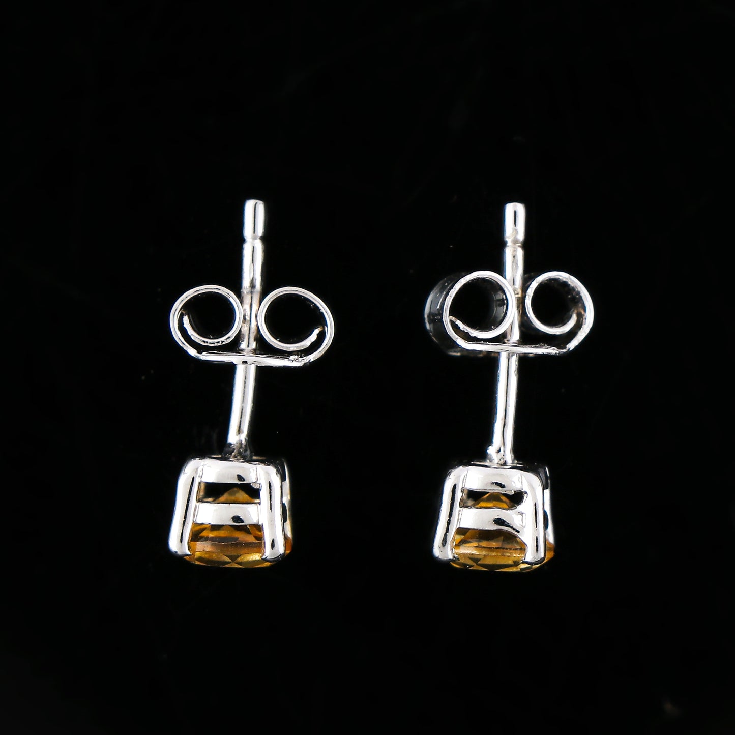 Natural Citrine Round Stud Earrings | 5x5mm Brilliant Cut | 925 Sterling Silver | AA+ Quality