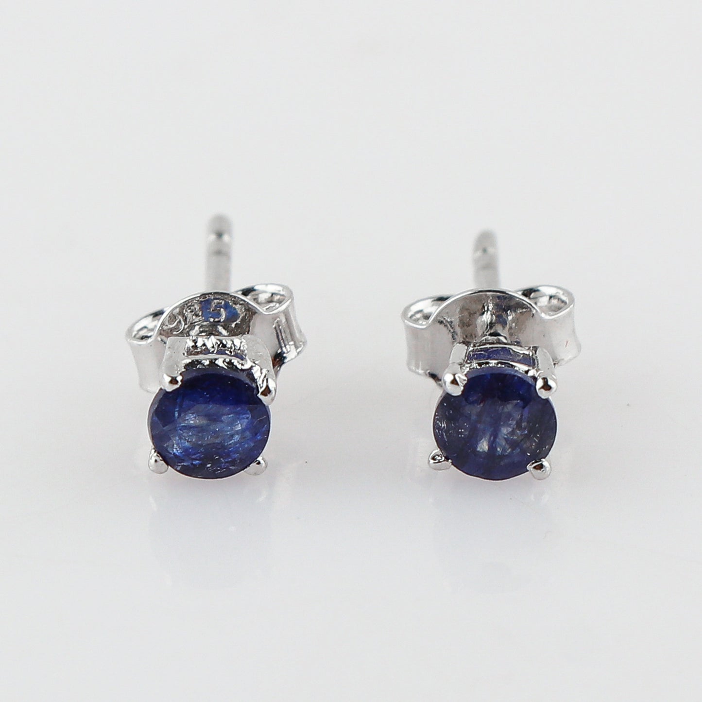 Natural Sapphire Round Stud Earrings | 4x4mm Brilliant Cut | 925 Sterling Silver | AA+ Quality | Perfect Gift for Women | Fine Jewelry