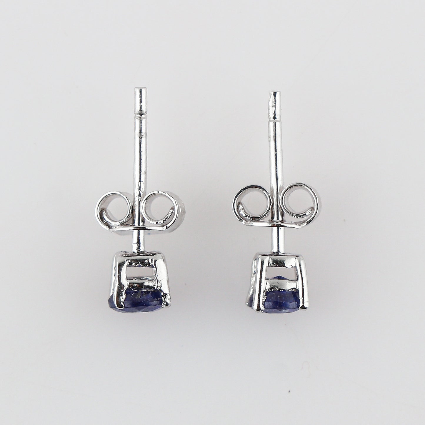 Natural Sapphire Round Stud Earrings | 4x4mm Brilliant Cut | 925 Sterling Silver | AA+ Quality | Perfect Gift for Women | Fine Jewelry