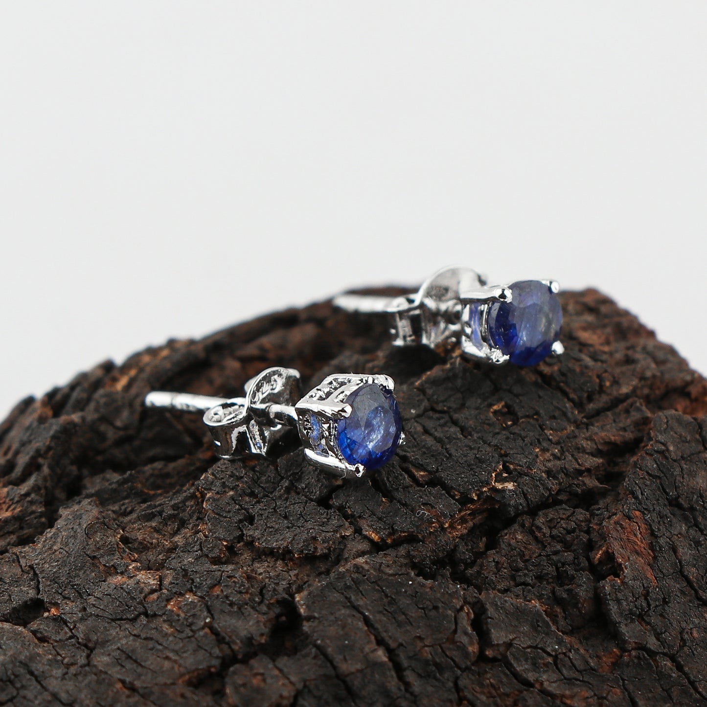 Natural Sapphire Round Stud Earrings | 4x4mm Brilliant Cut | 925 Sterling Silver | AA+ Quality | Perfect Gift for Women | Fine Jewelry