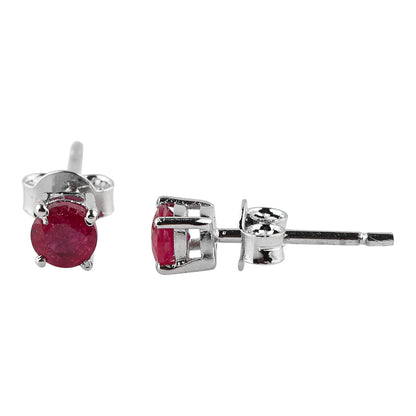Brilliant Cut Ruby Gem Stud Earrings