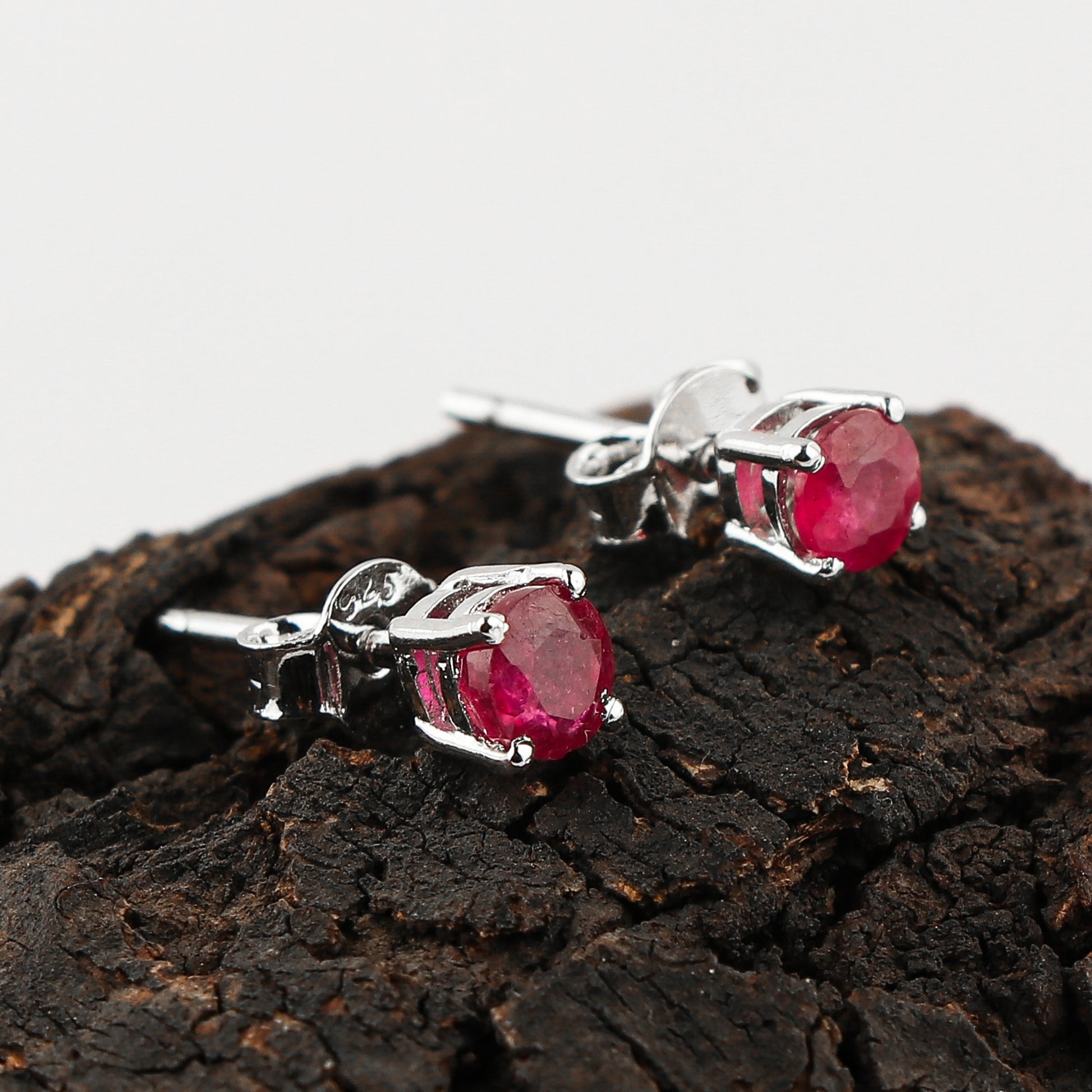 Stunning 4X4 Ruby Gem Stud Earrings 