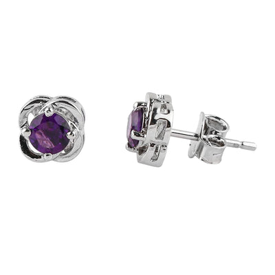 Amethyst Stud Earrings | AA+ Purple Gemstone Jewelry for Women
