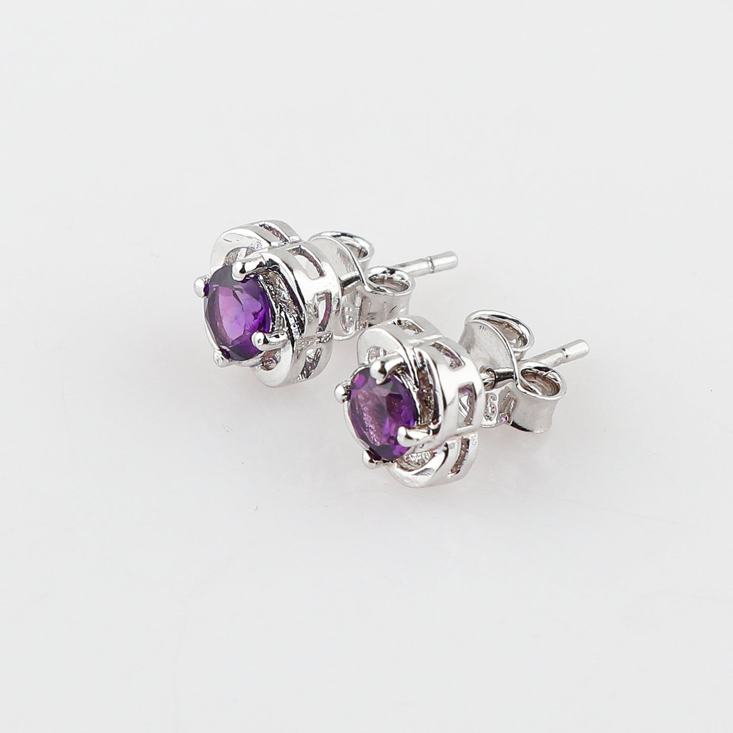 5X5 mm, AA+ Amethyst Gemstone Stud Earrings 