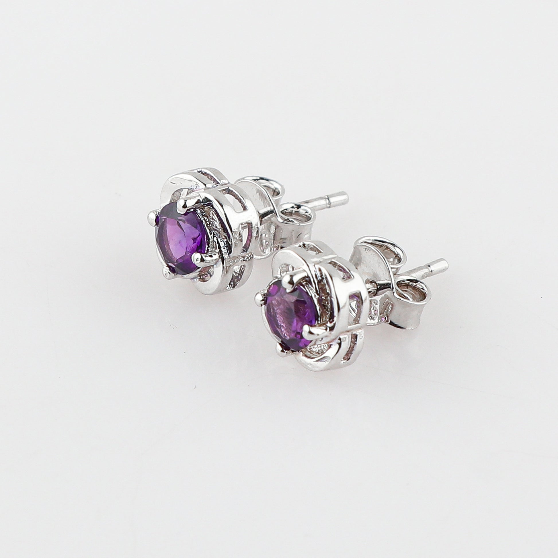 5X5 mm, AA+ Amethyst Gemstone Stud Earrings 