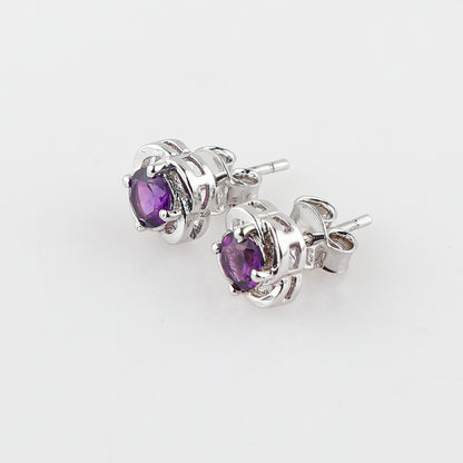 5X5 mm, AA+ Amethyst Gemstone Stud Earrings 