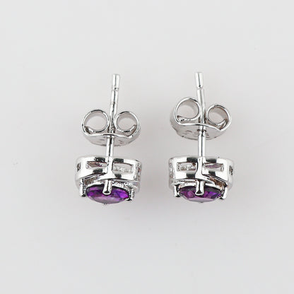 Exquisite set of Stud Earrings in AA+ Amethyst Gemstone