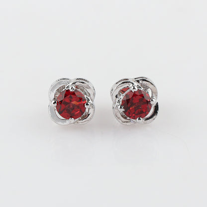 Beautiful Fine Jewelry Stud Earrings in Natural Garnet Gemstone
