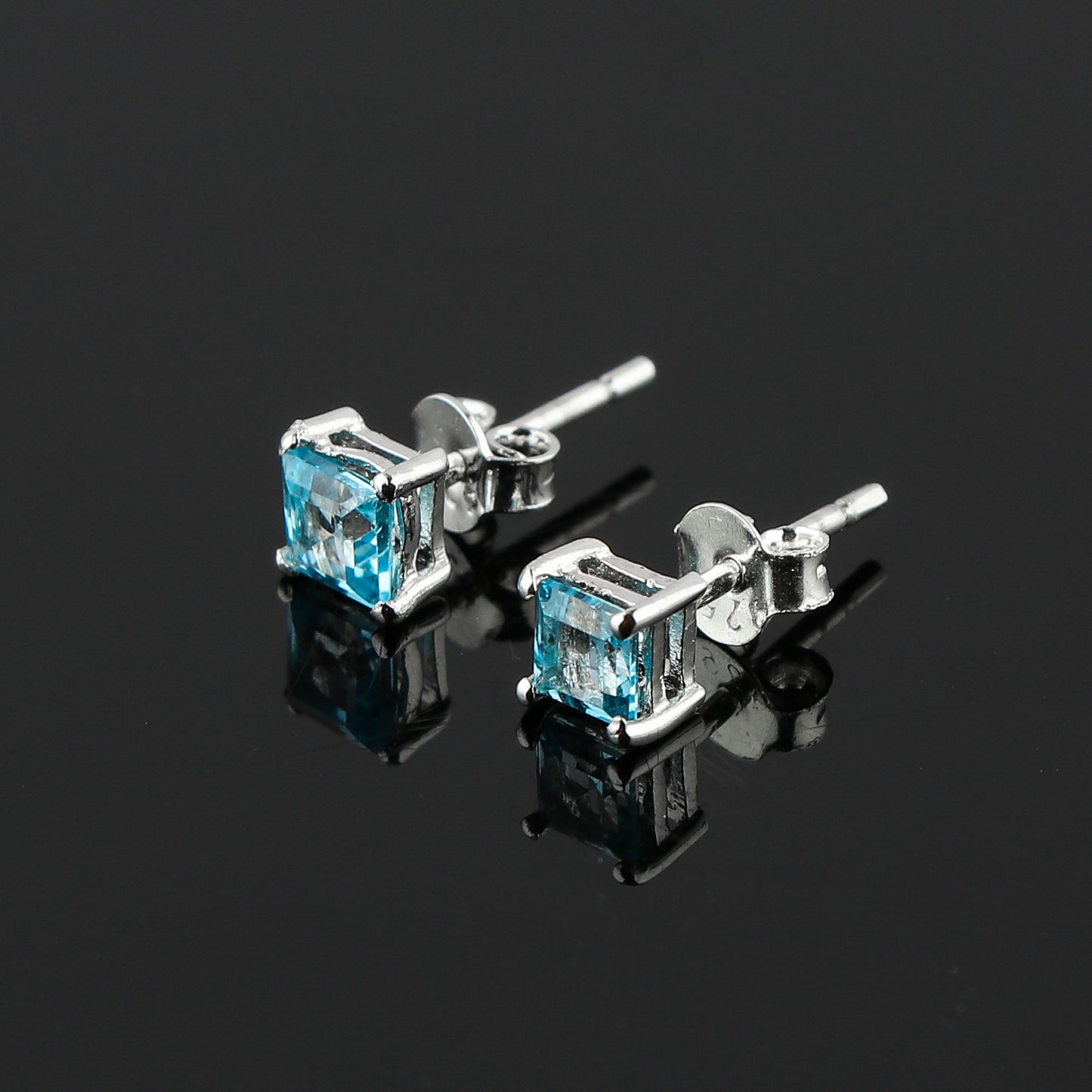 Sky Blue Topaz Chakra Healing Square Earrings | AA+ Premium Quality Stone 