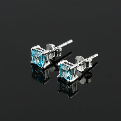 Sky Blue Topaz Chakra Healing Square Earrings | AA+ Premium Quality Stone 