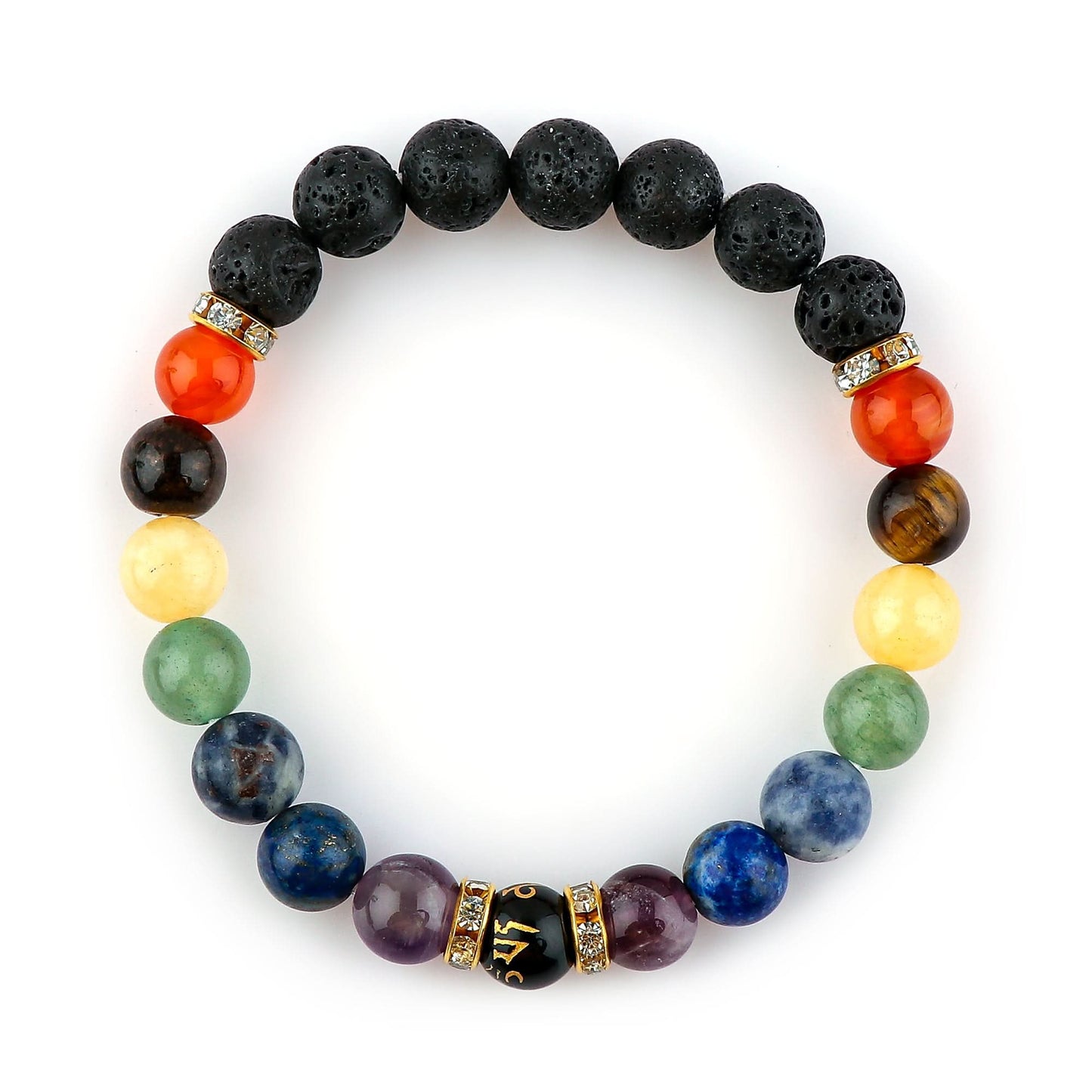 Multicolored beaded bracelet on a white background