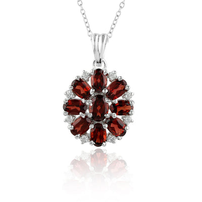 Real Garnet Pendant Necklace –Natural January birthstone for Women crafted in 925 silver, set in adjustable 18 Inch Chain