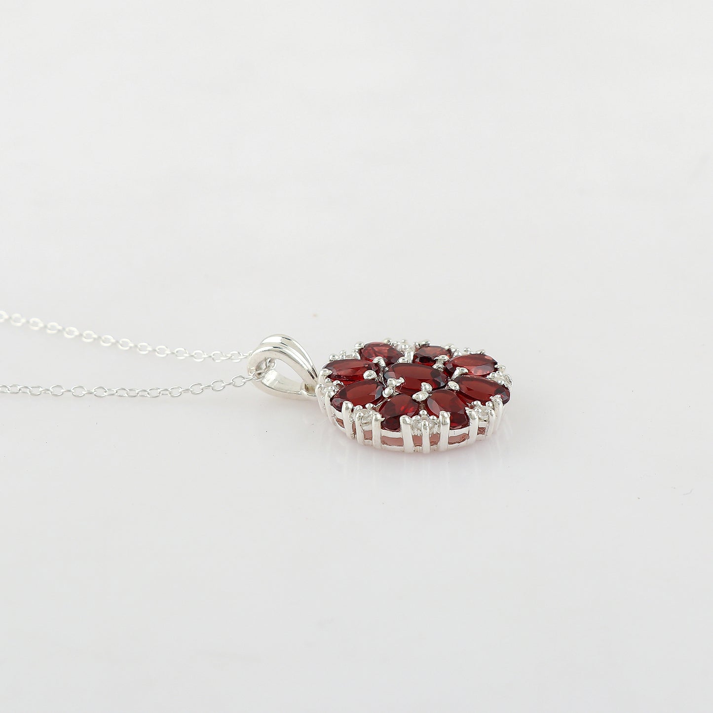 Real Garnet Crystal Pendant Necklace, Natural Gemstone, Birthstone Crystal, Healing Stone, Gift for Women Mom Her, Statement Jewellery, 925 Sterling Silver 18 inch
