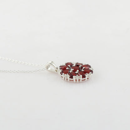 Real Garnet Crystal Pendant Necklace, Natural Gemstone, Birthstone Crystal, Healing Stone, Gift for Women Mom Her, Statement Jewellery, 925 Sterling Silver 18 inch