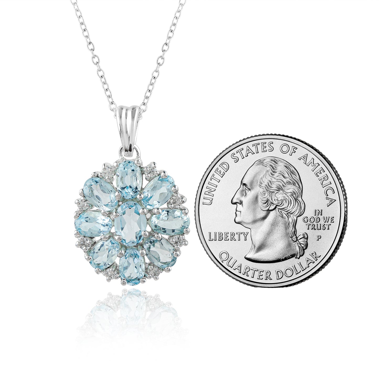 Brilliant Faceted Cut Sky Blue Topaz Pendant Necklace for Women