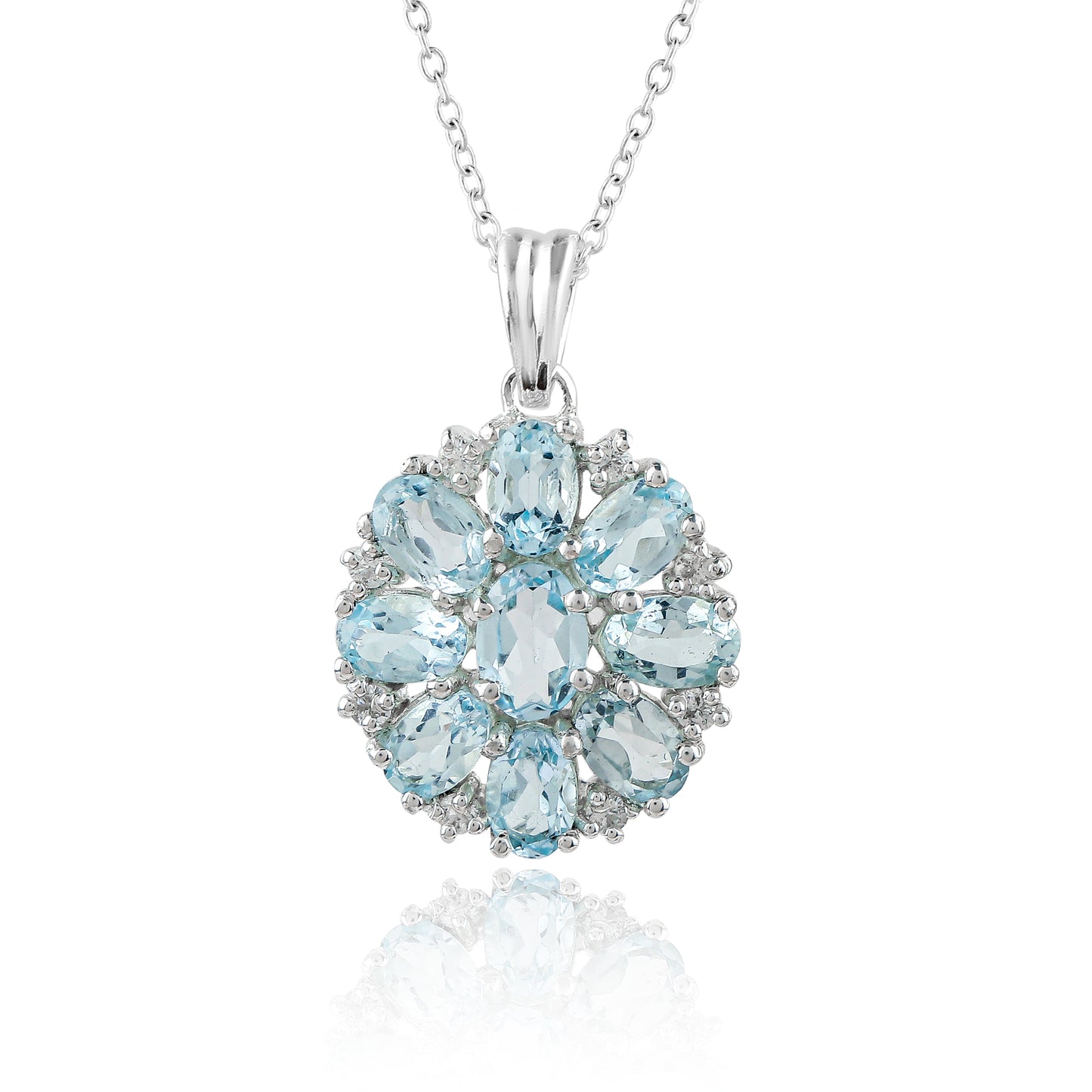 Exquisite Sky Blue Topaz Pendant Necklace in 925 sterling silver