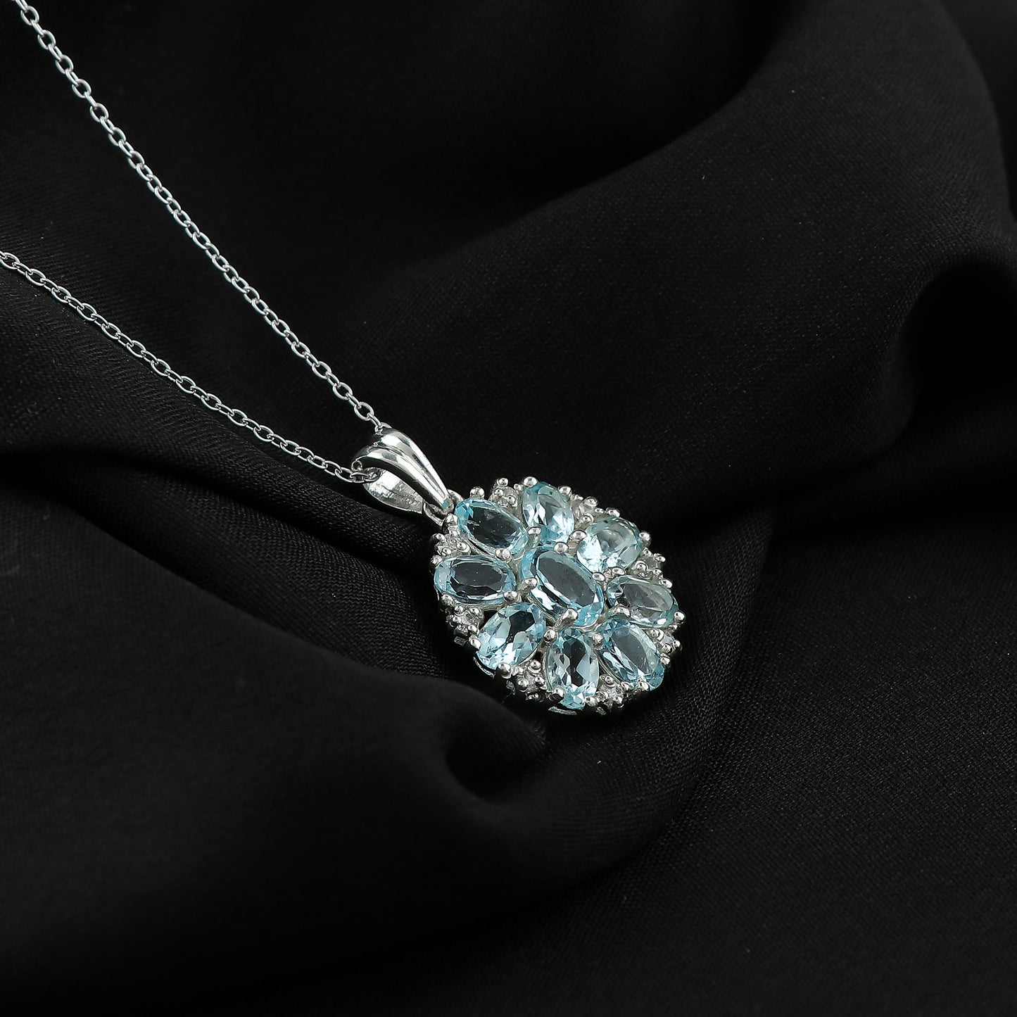 December Birthstone Sky Blue Topaz Pendant Necklace –18 Inch adjustable Chain
