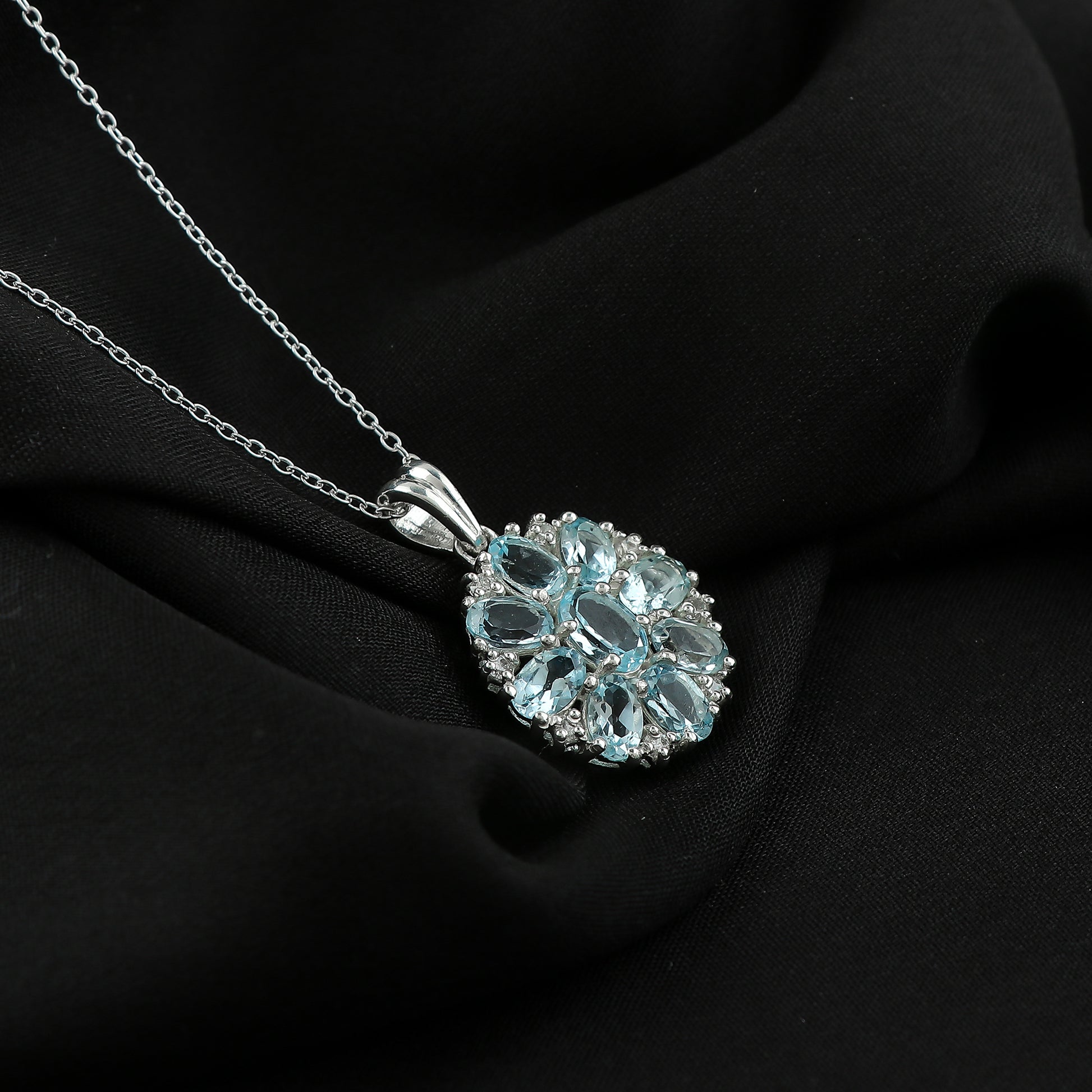 December Birthstone Sky Blue Topaz Pendant Necklace –18 Inch adjustable Chain
