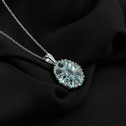December Birthstone Sky Blue Topaz Pendant Necklace –18 Inch adjustable Chain