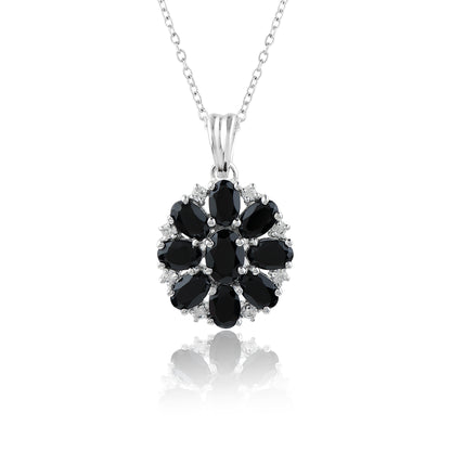 Real Black Spinel Crystal Pendant Necklace, Natural Gemstone, Birthstone Crystal, Healing Stone, Gift for Women Mom Her, Statement Jewellery, 925 Sterling Silver 18 inch