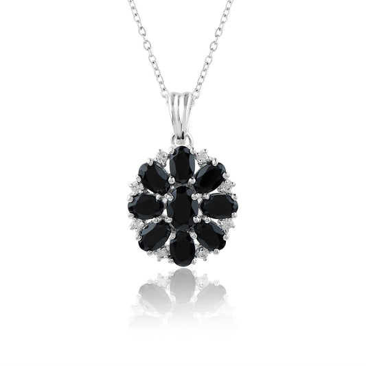 Real Black Spinel Crystal Pendant Necklace, Natural Gemstone, Birthstone Crystal, Healing Stone, Gift for Women Mom Her, Statement Jewellery, 925 Sterling Silver 18 inch