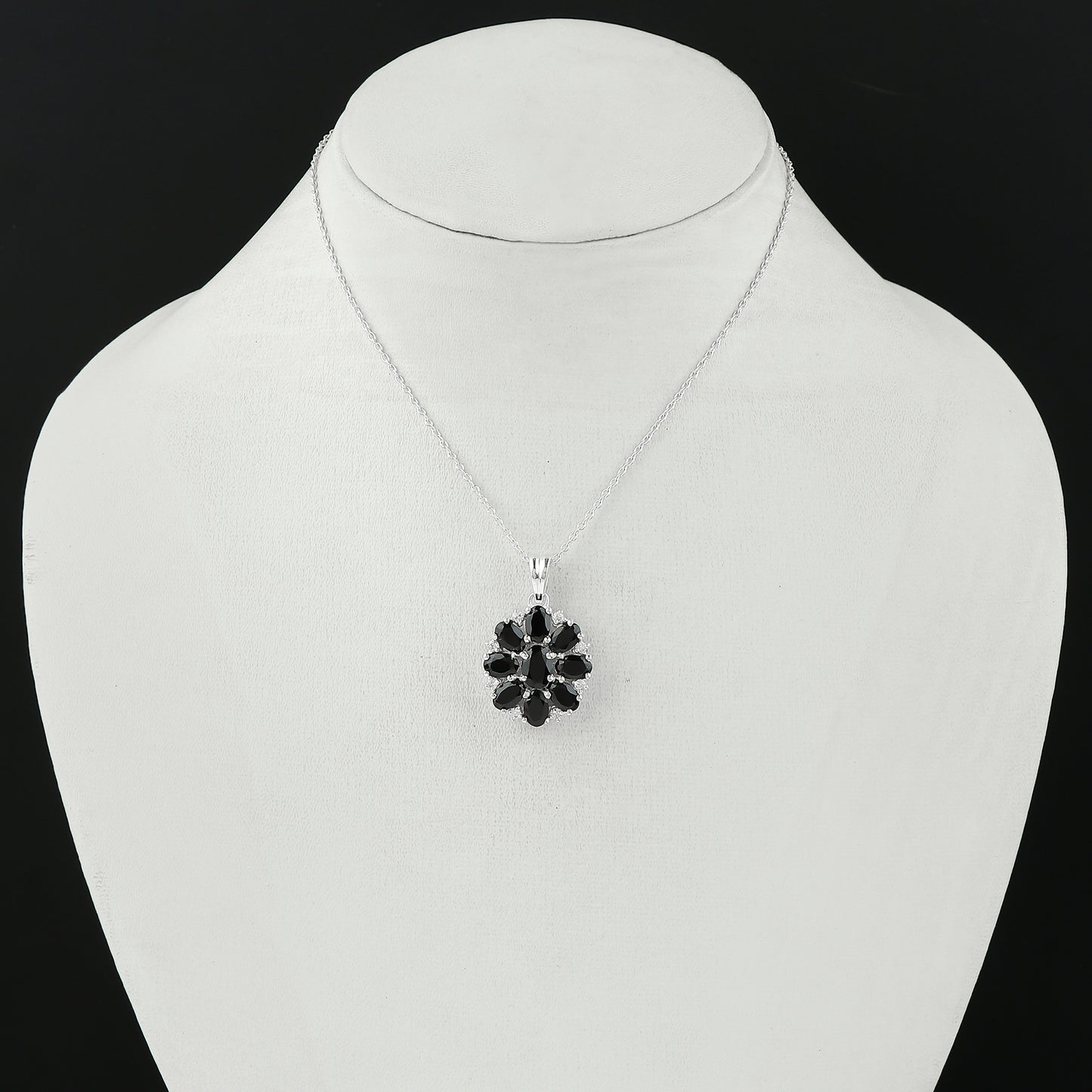 Real Black Spinel Crystal Pendant Necklace, Natural Gemstone, Birthstone Crystal, Healing Stone, Gift for Women Mom Her, Statement Jewellery, 925 Sterling Silver 18 inch