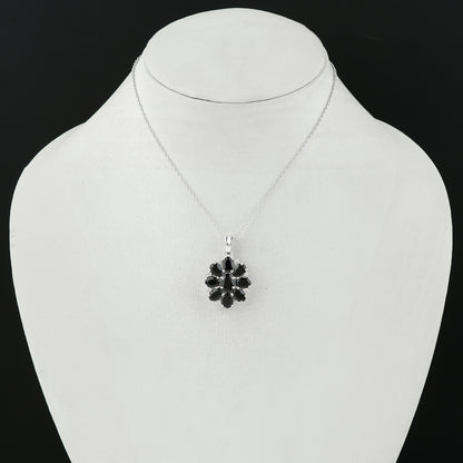 Real Black Spinel Crystal Pendant Necklace, Natural Gemstone, Birthstone Crystal, Healing Stone, Gift for Women Mom Her, Statement Jewellery, 925 Sterling Silver 18 inch
