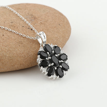 Real Black Spinel Crystal Pendant Necklace, Natural Gemstone, Birthstone Crystal, Healing Stone, Gift for Women Mom Her, Statement Jewellery, 925 Sterling Silver 18 inch