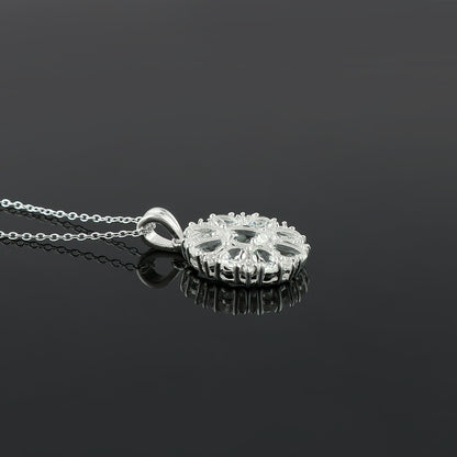 White Topaz Pendant Necklace in Prong Style crafted with 925 Sterling Silver